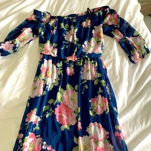 Premier Amour Blue & Pink Flower Maxi (size 16 NWT)